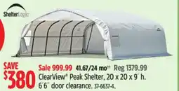 Canadian Tire ShelterLogic ClearView Peak Shelter, 20 x 20 x 9' h offer