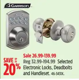 Canadian Tire Selected Electronic Locks, Deadbolts and Handleset offer