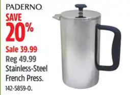 Canadian Tire PADERNO Stainless-Steel French Press offer
