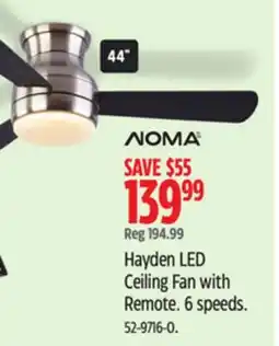 Canadian Tire Hayden LED Ceiling Fan with Remote. 6 speeds offer