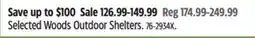 Canadian Tire Selected Woods Outdoor Shelters offer