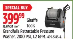 Canadian Tire Giraffe Tools Grandfalls Retractable Pressure Washer 2100 PSI, 1.2 GPM offer