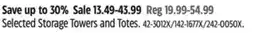 Canadian Tire Selected Storage Towers and Totes offer