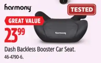 Canadian Tire Dash Backless Booster Car Seat offer