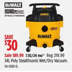 Canadian Tire DEWALT 34L Poly Stealthsonic Wet/Dry Vacuum offer