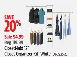 Canadian Tire ClosetMaid 12˝ Closet Organizer Kit, White offer