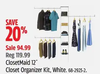 Canadian Tire ClosetMaid 12˝ Closet Organizer Kit, White offer