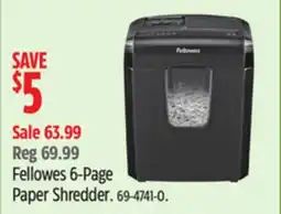Canadian Tire Fellowes 6-Page Paper Shredder offer