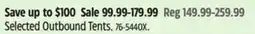 Canadian Tire Selected Outbound Tents offer