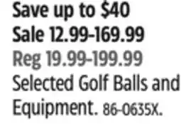 Canadian Tire Selected Golf Balls and Equipment offer
