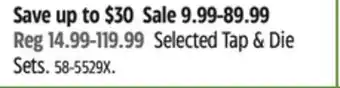 Canadian Tire Selected Tap & Die Sets offer
