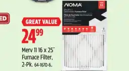 Canadian Tire NOMA Merv 11 16 x 25˝ Furnace Filter, 2-Pk offer