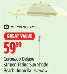 Canadian Tire OUTBOUND Coronado Deluxe Striped Tilting Sun Shade Beach Umbrella offer