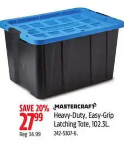 Canadian Tire MASTERCRAFT Heavy-Duty, Easy-Grip Latching Tote offer