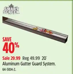 Canadian Tire Smart Screen 20´ Aluminum Gutter Guard System offer