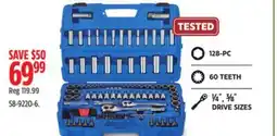 Canadian Tire Mastercraft 128-PC, 60 TEETH, ¼, ⅜ DRIVE SIZES offer