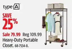 Canadian Tire Type A Heavy-Duty Portable Closet offer