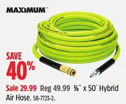 Canadian Tire MAXIMUM 3⁄8˝ x 50´ Hybrid Air Hose offer