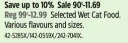 Canadian Tire Selected Wet Cat Food offer