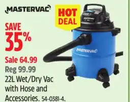 Canadian Tire MASTERVAC 22L Wet/Dry Vac with Hose and Accessories offer