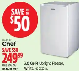 Canadian Tire MASTER Chef 3.0 Cu-Ft Upright Freezer, White offer