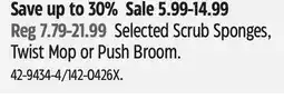 Canadian Tire Selected Scrub Sponges, Twist Mop or Push Broom offer