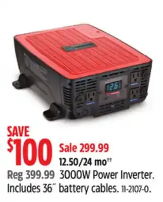 Canadian Tire Motomaster 3000W Power Inverter offer