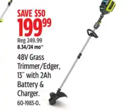 Canadian Tire 48V Grass Trimmer/Edger, 13 with 2Ah Battery & Charger offer