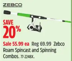 Canadian Tire Zebco Roam Spincast and Spinning Combos offer