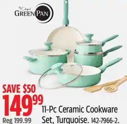 Canadian Tire 11-Pc Ceramic Cookware Set, Turquoise offer