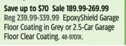 Canadian Tire EpoxyShield Garage Floor Coating in Grey or 2.5-Car Garage Floor Clear Coating offer