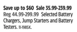 Canadian Tire Selected Battery Chargers, Jump Starters and Battery Testers offer