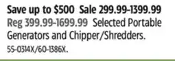 Canadian Tire CHAMPION Selected Portable Generators and Chipper/Shredders offer