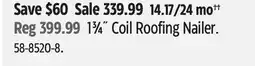 Canadian Tire 1³⁄₄ Coil Roofing Nailer offer
