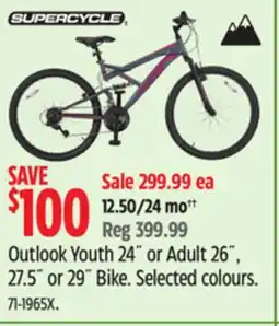 Canadian Tire Outlook Youth 24 or Adult 26, 27.5 or 29 Bike offer