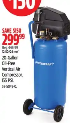 Canadian Tire 20-Gallon Oil-Free Vertical Air Compressor offer