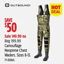Canadian Tire OUTBOUND Camouflage Neoprene Chest Waders offer