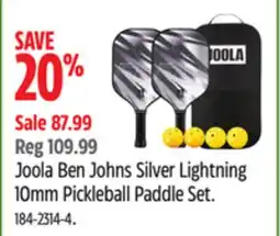 Canadian Tire Joola Ben Johns Silver Lightning 10mm Pickleball Paddle Set offer