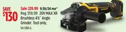 Canadian Tire DEWALT 20V MAX XR Brushless 4 1/2 Angle Grinder offer