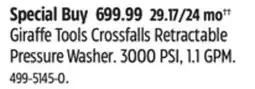 Canadian Tire Giraffe Tools Crossfalls Retractable Pressure Washer offer
