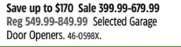 Canadian Tire CHAMBERLAIN Selected Garage Door Openers offer