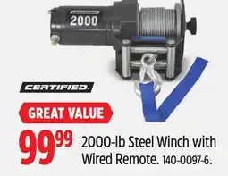 Canadian Tire 2000-lb Steel Winch with Wired Remote offer