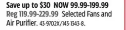 Canadian Tire Selected Fans and Air Purifier offer
