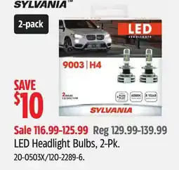 Canadian Tire SYLVANIA LED Headlight Bulbs, 2-Pk offer