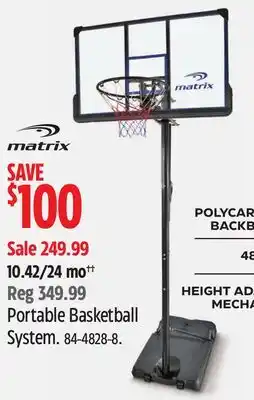 Canadian Tire Matrix Portable Basketball System offer