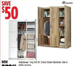 Canadian Tire 3-Door Shaker Wardrobe offer