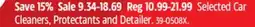 Canadian Tire Selected Car Cleaners, Protectants and Detailer offer