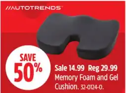 Canadian Tire Autotrends Memory Foam and Gel Cushion offer