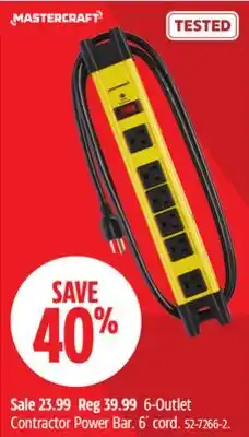 Canadian Tire Mastercraft 6-Outlet Contractor Power Bar offer