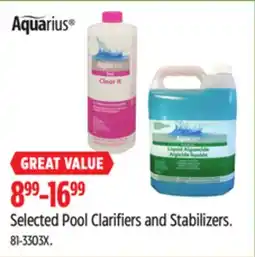 Canadian Tire Aquarius Selected Pool Clarifiers and Stabilizers offer